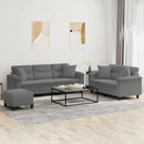 sofasæt 3 dele med puder mikrofiberstof mørkegrå
