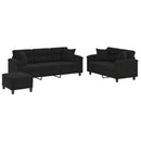 sofasæt 3 dele med puder mikrofiberstof sort