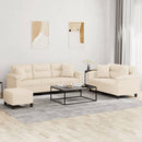 sofasæt 3 dele med puder mikrofiberstof beige