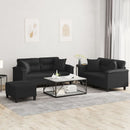 sofasæt 3 dele med puder kunstlæder sort