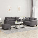 sofasæt 3 dele med puder kunstlæder grå