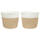 opbevaringskurve 2 stk. Ø24x18 cm bomuld beige og hvid