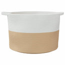 vasketøjskurv Ø55x36 cm bomuld beige og hvid