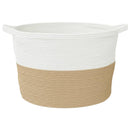 vasketøjskurv Ø60x36 cm bomuld beige og hvid