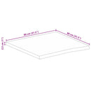 bordplade 80x80x2,5 cm naturlig kant massivt ru mangotræ