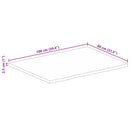bordplade 100x80x2,5 cm naturlig kant massivt ru mangotræ