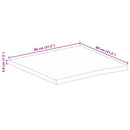 bordplade 80x80x3,8 cm naturlig kant massivt ru mangotræ