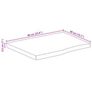 bordplade 60x40x2,5 cm naturlig kant massivt ru mangotræ