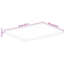 bordplade 70x60x2,5 cm rektangulær massivt ru mangotræ