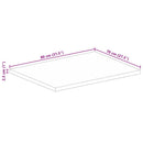 bordplade 80x70x2,5 cm rektangulær massivt ru mangotræ