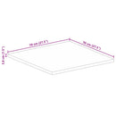 bordplade 70x70x3,8 cm firkantet massivt ru mangotræ