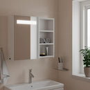 badeværelsesskab med spejl og LED-lys 60x13x52 hvid