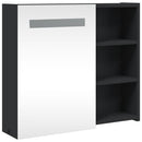 badeværelsesskab med spejl og LED-lys 60x13x52 sort