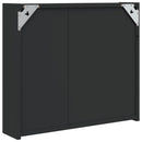 badeværelsesskab med spejl og LED-lys 60x13x52 sort