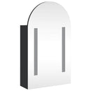 badeværelsesskab med spejl og LED-lys 42x13x70 buet sort