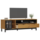 tv-bord med glaslåge FLAM 158x40x50 cm massivt fyrretræ