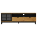 tv-bord med glaslåge FLAM 158x40x50 cm massivt fyrretræ
