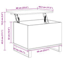 sofabord 60x44,5x45 cm konstrueret træ hvid