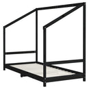 sengeramme til juniorseng 90x200 cm massivt fyrretræ sort