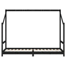 sengeramme til juniorseng 90x200 cm massivt fyrretræ sort