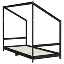 sengeramme til juniorseng 90x200 cm massivt fyrretræ sort