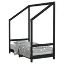 sengeramme til juniorseng 70x140 cm massivt fyrretræ sort