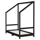 sengeramme til juniorseng 70x140 cm massivt fyrretræ sort