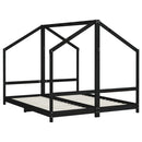 sengeramme til juniorseng 2x(80x200) cm massivt fyrretræ sort