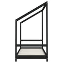 sengeramme til juniorseng 2x(80x200) cm massivt fyrretræ sort