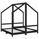 sengeramme til juniorseng 2x(70x140) cm massivt fyrretræ sort