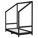 sengeramme til juniorseng 2x(70x140) cm massivt fyrretræ sort