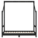 sengeramme til juniorseng 2x(70x140) cm massivt fyrretræ sort