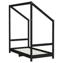 sengeramme til juniorseng 2x(70x140) cm massivt fyrretræ sort