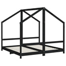 sengeramme til juniorseng 2(80x160) cm massivt fyrretræ sort