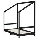 sengeramme til juniorseng 2(80x160) cm massivt fyrretræ sort