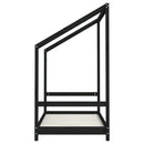 sengeramme til juniorseng 2(80x160) cm massivt fyrretræ sort