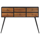 konsolbord med skuffer 116x30x76 cm massivt genbrugsteak