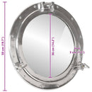 koøjespejl diam. 50 cm væghængt aluminium og glas