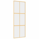 skydedør 76x205 cm klart sikkerhedsglas og aluminium guldfarvet
