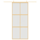 skydedør 90x205 cm matteret sikkerhedsglas og aluminium gylden