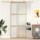 skydedør 90x205 cm matteret sikkerhedsglas og aluminium gylden