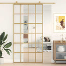 skydedør 102,5x205 cm klart sikkerhedsglas og aluminium gylden