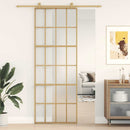 skydedør 76x205 cm matteret sikkerhedsglas og aluminium gylden