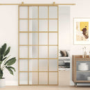 skydedør 102,5x205 cm matteret sikkerhedsglas aluminium gylden