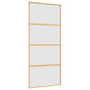 skydedør 90x205 cm matteret sikkerhedsglas og aluminium gylden