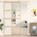 skydedør 102,5x205 cm klart sikkerhedsglas og aluminium gylden