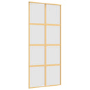 skydedør 90x205 cm matteret sikkerhedsglas og aluminium gylden