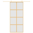 skydedør 90x205 cm matteret sikkerhedsglas og aluminium gylden
