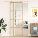 skydedør 76x205 cm klart sikkerhedsglas og aluminium guldfarvet
