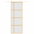 skydedør 76x205 cm matteret sikkerhedsglas og aluminium gylden
